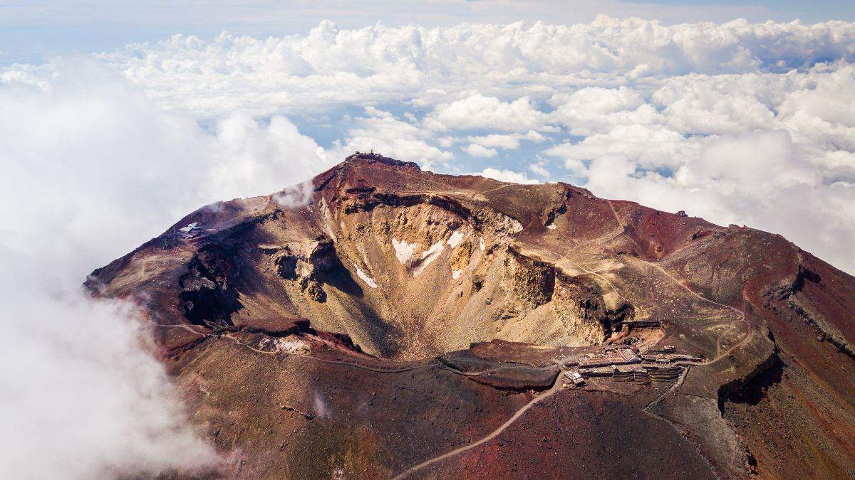 Mt. Fuji Crater with Clouds