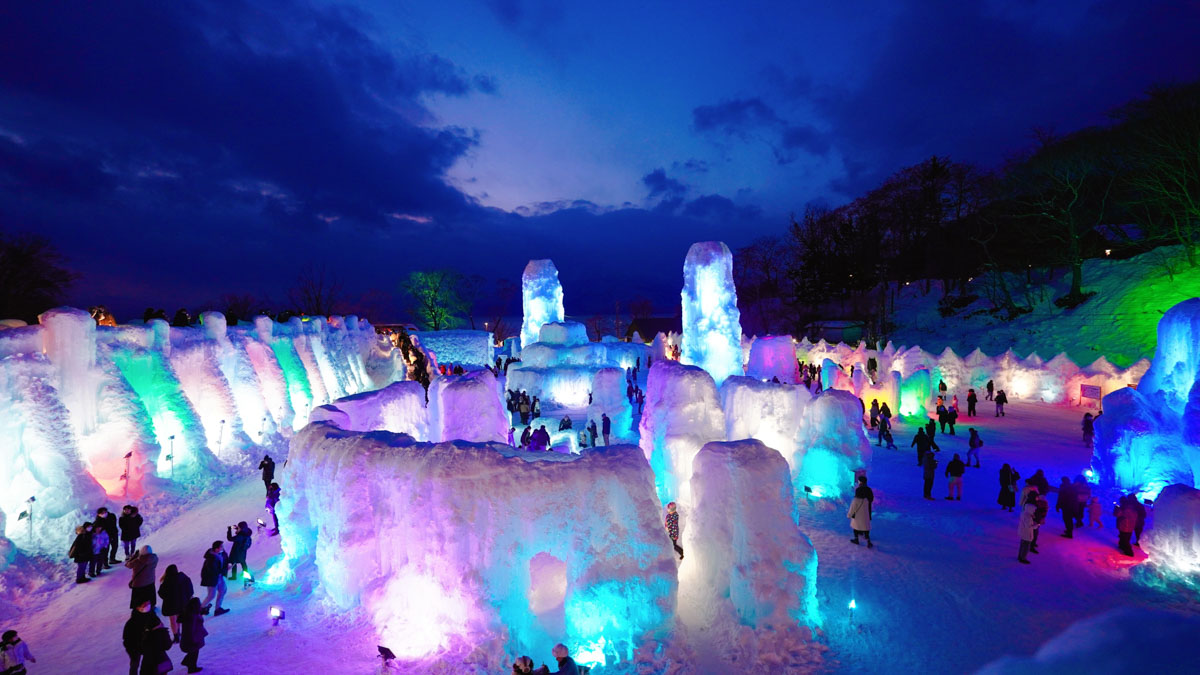 Lake Shikotsu Ice Festival at Night